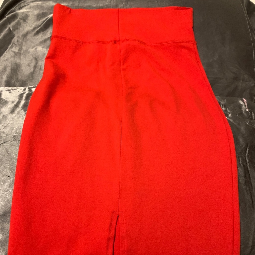 Red BEBE pencil skirt.